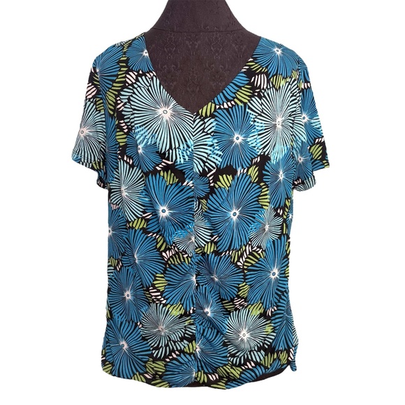 JM Collection Plus Size Mid Century Modern Blouse Shirt Top - Picture 1 of 10